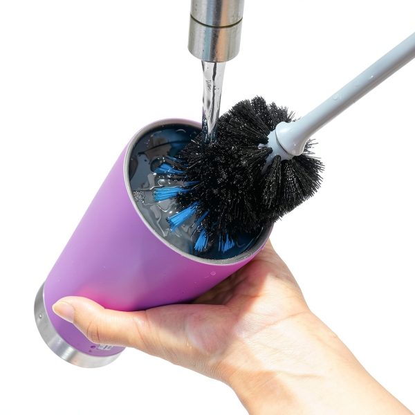 MOSOLAN Bottle Brush Long Handle Rubber Grip Black Blue-8