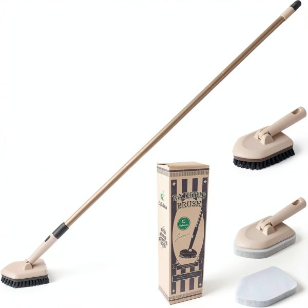 Eyliden Tub Tile Scrubber Brush Long Handle Steel Floor-7