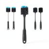 MOSOLAN Bottle Brush Long Handle Rubber Grip Black Blue-3