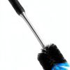 MOSOLAN Bottle Brush Long Handle Rubber Grip Black Blue-1