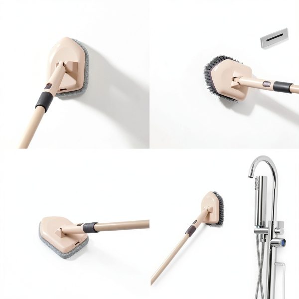 Eyliden Tub Tile Scrubber Brush Long Handle Steel Floor-1