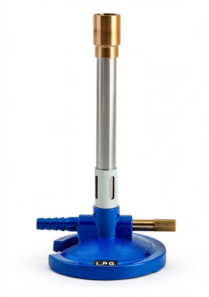 Eisco Bunsen burner with adjustable controls on a lab bench