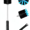 MOSOLAN Bottle Brush Long Handle Rubber Grip Black Blue-2