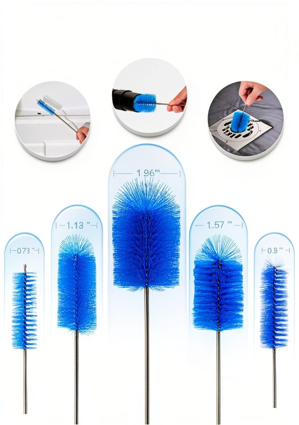 EVOULTES Drain Clean Brush Set Nylon Bristles Metal Handle-1