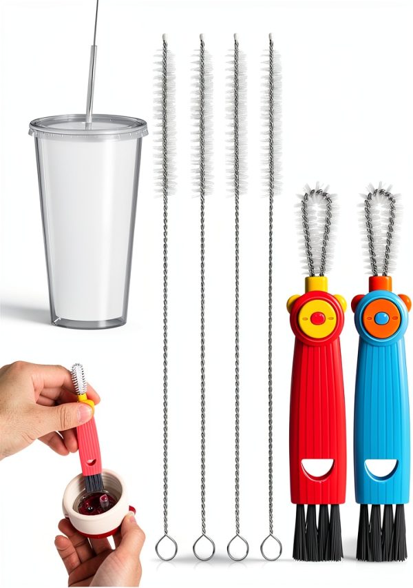 Ouligay Tube Cleaning Brush 3-in-1 Nylon Stainless Steel-0