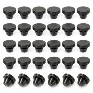 8mm Silicone Round Snap 30pcs Locking Furniture Hole Plug Cap Black-0