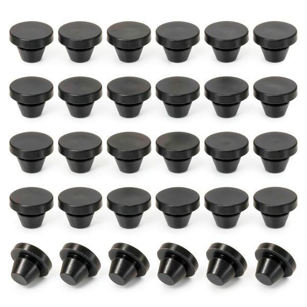 8mm Silicone Round Snap 30pcs Locking Furniture Hole Plug Cap Black-0